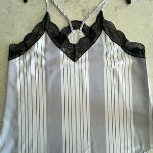 Elegant Black and White Lace Trim Top